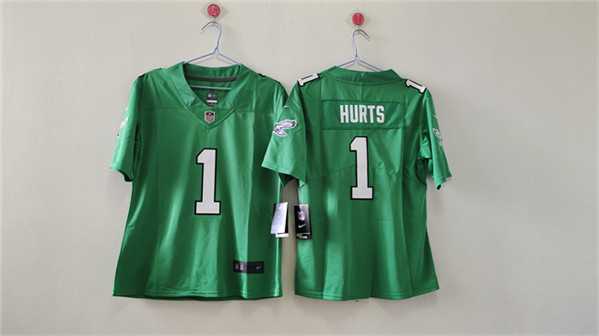 Women's Philadelphia Eagles #1 Jalen Hurts Kelly Green Vapor Stitched Jersey,We sell and wholesale Women's Philadelphia Eagles #1 Jalen Hurts Kelly Green Vapor Stitched Jersey on line form chian!
